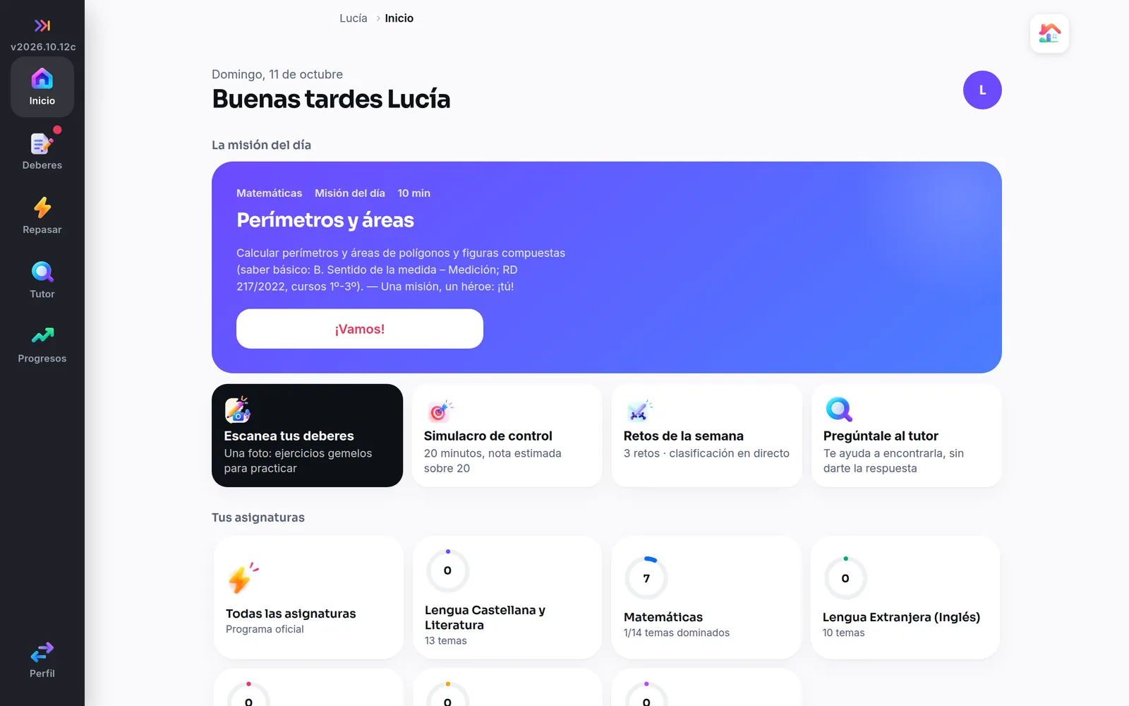Tu inicio en el ordenador: la misión del día, los accesos directos y tus asignaturas