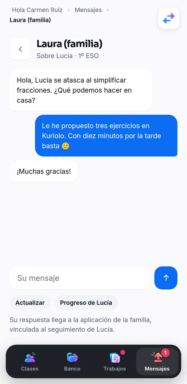 En el móvil: los mensajes con la familia de Lucía