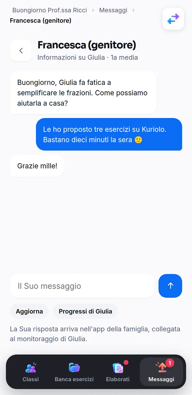 Sullo smartphone: i messaggi con la famiglia di Giulia